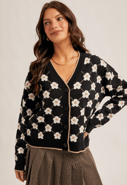 Bouquet Cardigan in Terracotta or Black | SaySay Boutique